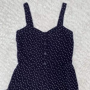 Black and White Polka-Dot LOFT Jumpsuit